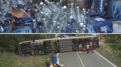 U Pardubic se převrátil kamion plný vodky. Asi kvůli mikrospánku