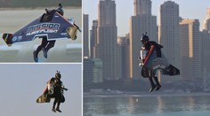 Díky motorovým křídlům poletoval muž nad Dubají jako pták