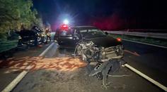Opilý řidič audi narazil na dálnici D10 do kolony. Tři zranění, jedno velmi vážné