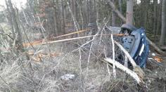 Auto vyletělo z dálnice do lesa. Řidič i tři děti zázrakem přežili