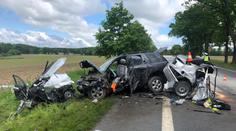 Tragická nehoda osobních aut na Písecku: Jeden mrtvý, tři zranění