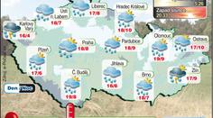 Dnes bude polojasno, do 20 °C, ale objeví se i bouřky