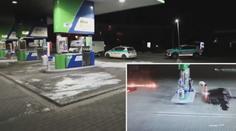 Šílený nápad na pumpě. Žena na zem vylila benzín, pak ho zapálila! VIDEO