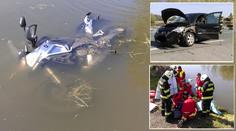 Motorkář po něhodě skončil v rybníku! Museli ho uměle uspat