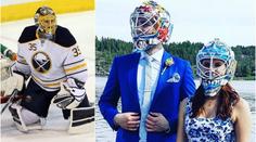 Láska k hokeji, jak má být: Gólman z NHL se ženil v masce! FOTO