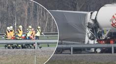 Dálnici D8 uzavřela nehoda cisterny s dodávkou, vzlétl i vrtulník záchranářů