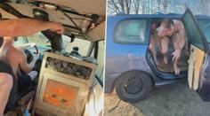 VIDEO: Okolí jen nevěřícně kroutilo hlavou. Mladíci proměnili auto v pojízdnou saunu