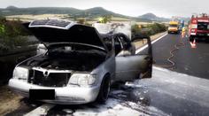 Auto na plyn začalo hořet za jízdy na dálnici D8. Nebyl to první případ!