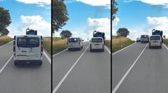 Plná čára, zatáčka, horizont: Od tragédie dělila auta centimetry!
