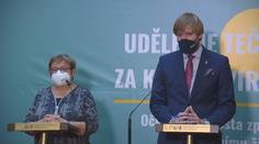 Tisková konference Adama Vojtěcha a Pavly Svrčinové po jednání Centrálního řídícího týmu