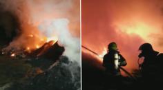 Černý dým se valil z hořící skládky. Nevětrejte, varovali hasiči
