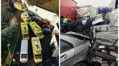 Na ledovce se srazily desítky aut. Záchranky nestíhaly vozit zraněné