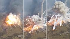 Muniční sklad vybuchl, létaly z něj rakety jak při ohňostroji! VIDEO