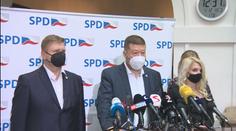 Tisková konference SPD před schůzí Poslanecké sněmovny