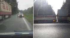 Nebezpečné předjíždění: Sanitka jela přes plnou čáru před horizontem!