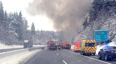 Dálnice D5 je otevřená. Nehoda tří kamionů ji zablokovala na dlouhé hodiny