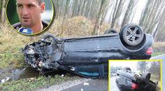 Fotbalista Martin Fenin boural, auto skončilo na střeše! FOTO