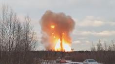 Výbuch a velký požár u Petrohradu. Explodovala část plynovodu