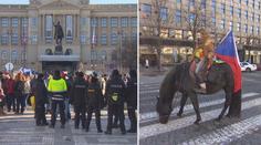 Další demonstrace v Praze! Na Václavském náměstí protestovaly stovky lidí