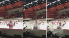 VIDEO: Bizarní oslava! Hokejista Frýdku radostí roztříštil plexisklo