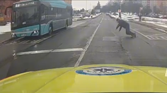 Dramatické video: Muž se rozběhl před jedoucí sanitku a spadl jí přímo do cesty