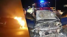 VIDEO: Z auta zbyl ohořelý vrak, požár zablokoval Pražský okruh