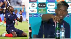 Co se to děje? I Pogba odstranil ze stolu láhev. Tentokrát šlo o jiný nápoj