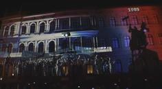 Videomapping v centru Prahy před 17. listopadem