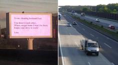 Drsný vzkaz: Žena odkopla nevěrného manžela přes billboard!
