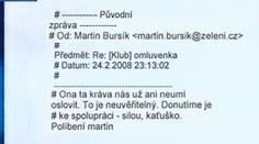 VIDEO: Soukromý mail: Koho označil Bursík za krávu?