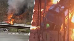 Ohnivé peklo, únik chemikálií. Skalní sesuv smetl z kolejí nákladní vlak