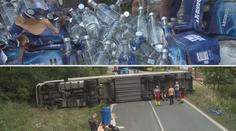 U Pardubic se převrátil kamion plný vodky. Asi kvůli mikrospánku