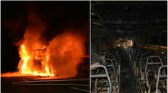 Autobus začal po cestě hořet! Cestující museli utéct na dálnici
