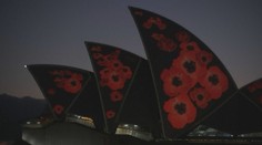 Operu v Sydney pokryly vlčí máky u příležitosti Dne válečných veteránů