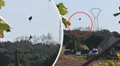 Pilot se musel katapultovat, zachytil se v drátech vysokého napětí!