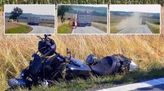 VIDEO: Kamion vytlačil motorkáře a ujel! Nehodu řeší policie