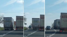 Šílený manévr kamionu. Řidiči dupali na brzdy v obou směrech