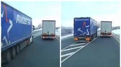 Kamioňák předjížděl na plné čáře, autobus uhnul na poslední chvíli!