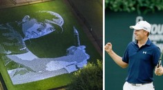Bláznivá pocta golfovému králi: Na mozaiku padlo 24 tisíc míčků!