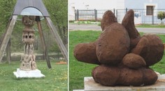 Umělec nahradil původní sochu obřím lejnem z polystyrenu kvůli dětem