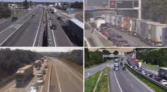 Kamion na D1 srazil člověka, který měnil kolo. Utvořila se dlouhá kolona