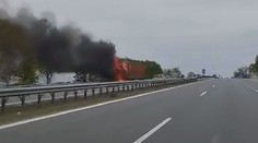 Na dálnici D1 hořel kamion. Zasahovat musely všechny záchranné složky