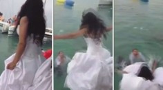 DRAMA NA SVATBĚ: Nevěsta se málem utopila kvůli fotce! VIDEO