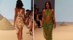 Módní přehlídka v Dubaji: Odvážné modely a pyramidy z písku