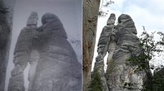 Další nápis na skále! Připomíná vpád varšavských vojsk