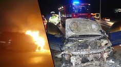 VIDEO: Z auta zbyl ohořelý vrak, požár zablokoval Pražský okruh