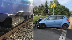 Nehoda na přejezdu naruby! Řidička narazila do jedoucího vlaku