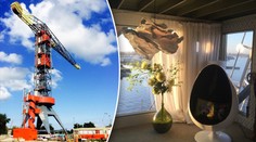 Bydlení nad přístavem: Hotel udělali na špičce jeřábu! GALERIE