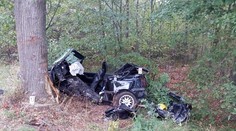 Kabriolet dostal smyk a omotal se kolem stromu. Dva mrtví