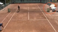 Pořádné štěstí: Sběračka míčků jen o vlásek unikla padajícímu umpiru